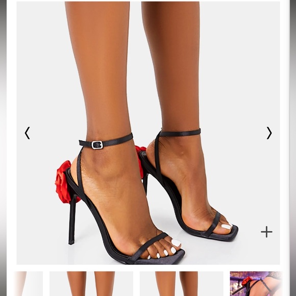 Public Desire BLACK SATIN FLOWER DETAIL LACE UP HIGH HEELS🌹🌹🌹Brand new in box - Picture 4 of 10